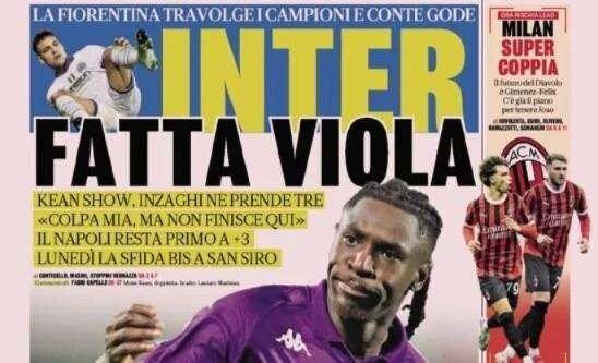 Prima GdS - Inter fatta Viola. La Fiorentina travolge i Campioni e Conte gode