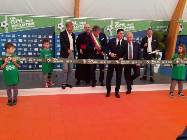Tolentino, inaugurate le tribune del C.S. Gattari arrivate grazie a Suning