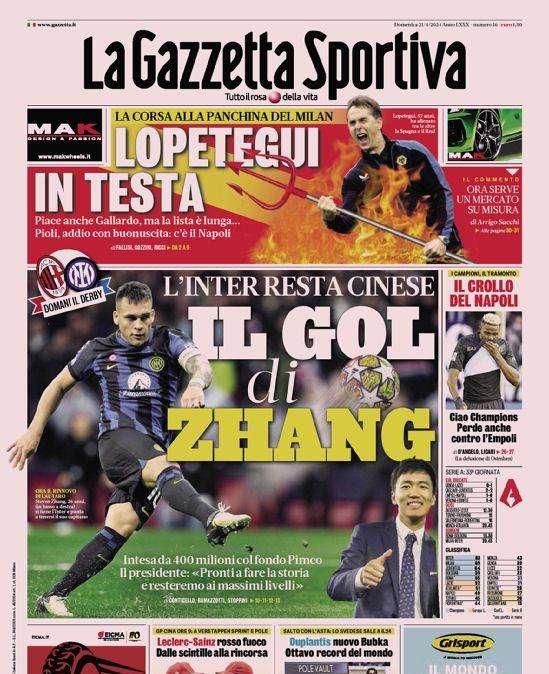 Prima GdS - Il gol di Zhang, l'Inter resta cinese: intesa col fondo Pimco