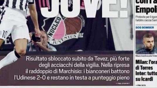 Prime pagine - Inter a due punte. Icardi la certezza. Moratti torna in tribuna dopo assenza di quattro mesi