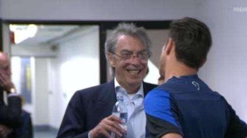 FOTO - Moratti saluta Zanetti: sorrisi prima della gara