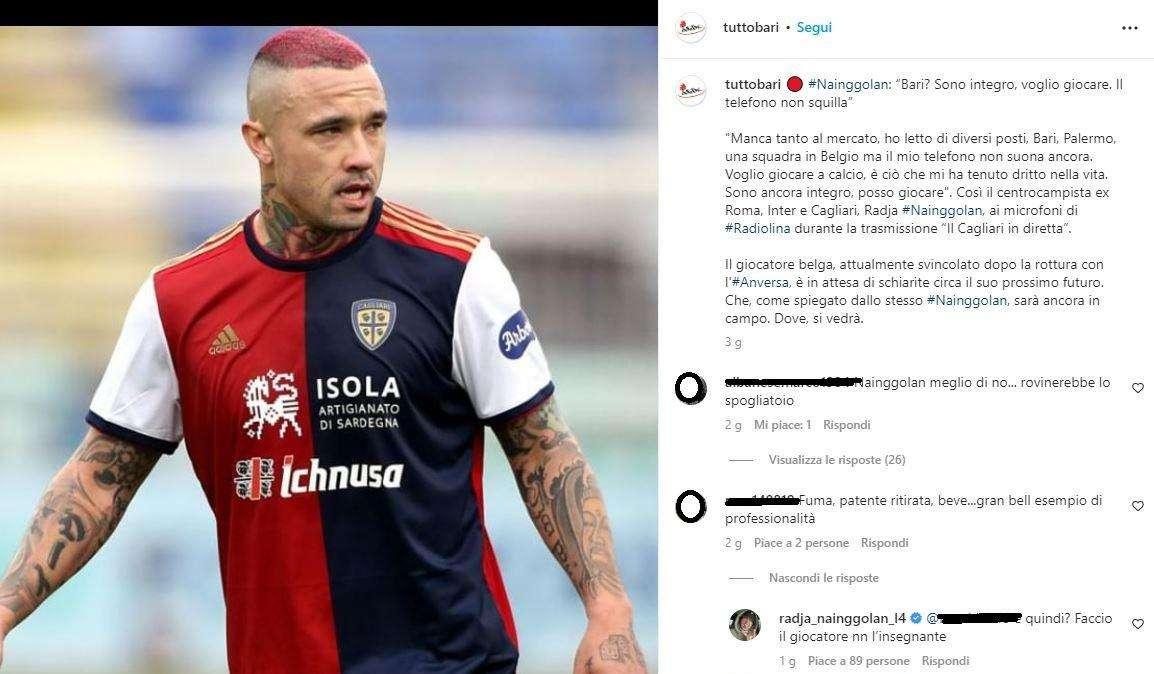 Nainggolan a un tifoso del Bari: "Non sono esempio di professionalità? Mica faccio l'insegnante"