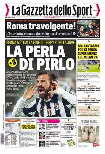 Prime pagine - Roma travolgente. L'Inter risponde due volte ma si arrende, Mancini non basta: è undicesima
