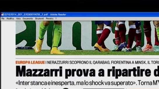 Prime pagine - Contro il Qarabag bisogna vincere per forza. E intanto Zenga lancia un appello pro Mazzarri