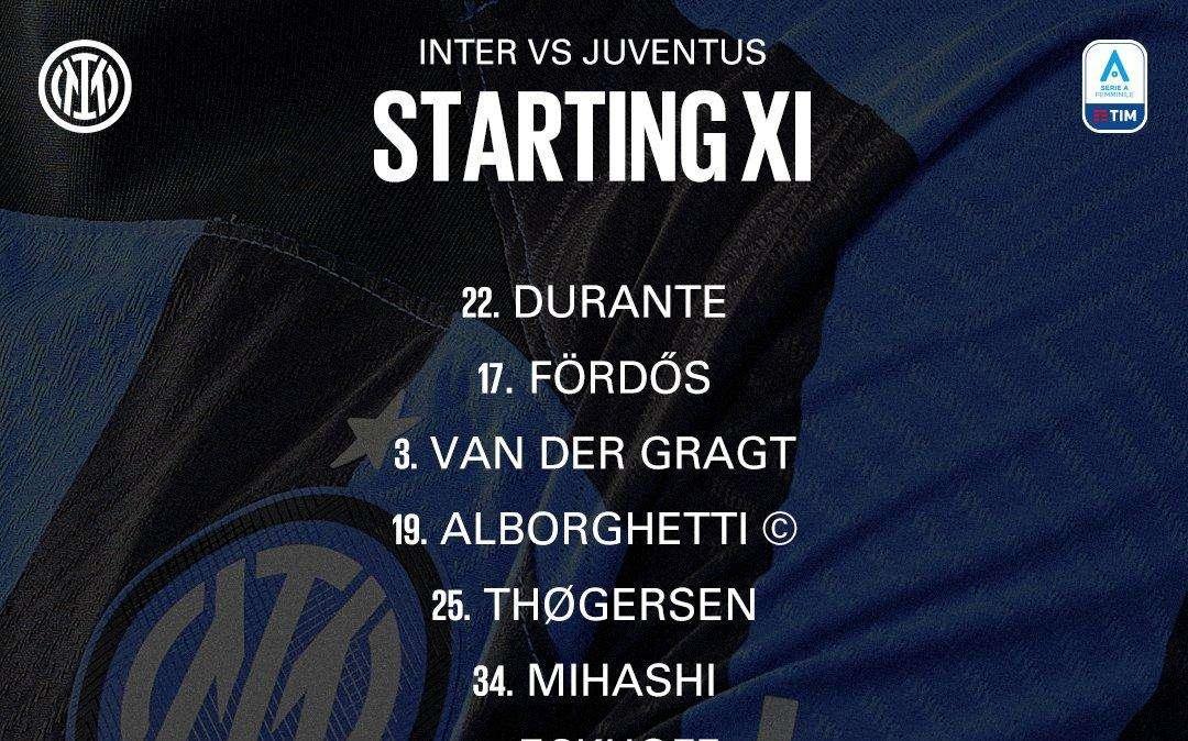 Tutto pronto per il Derby d'Italia Femminile, le formazioni ufficiali di Inter e Juventus