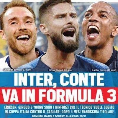 Prima TS - Inter, Conte va in formula tre: Eriksen, Giroud e Young sono i rinforzi che che il tecnico vuole subito