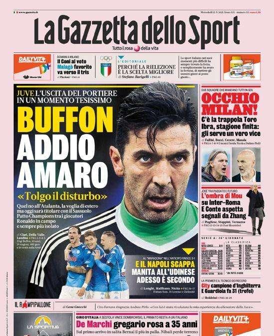 Prima pagina GdS - L'ombra di Mou