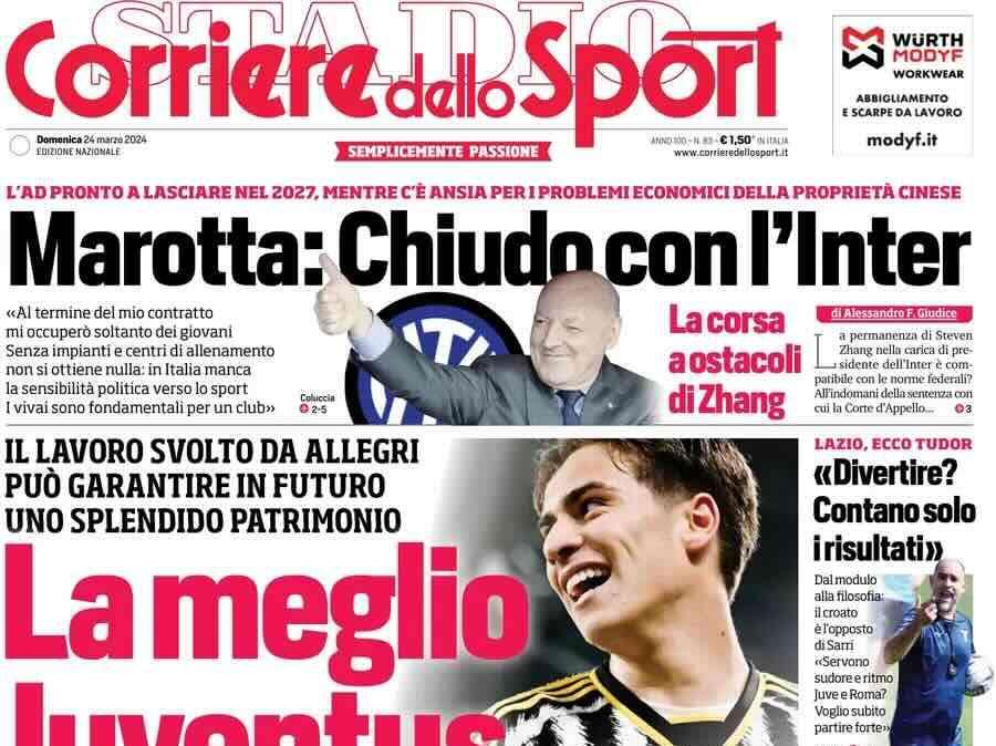 Prima CdS - Marotta: 'Chiudo con l'Inter'. L'ad pronto a lasciare nel 2027