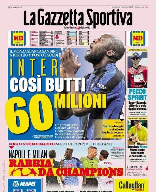 Prima GdS - Inter, così butti 60 milioni: il Monza sbanca San Siro, a rischio quarto posto e soldi