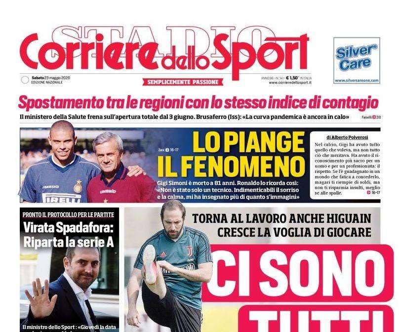 Prima pagina CdS - Il Fenomeno piange Simoni: "Non è stato solo un tecnico"