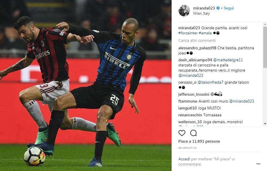 Miranda: "Grande partita, avanti così"