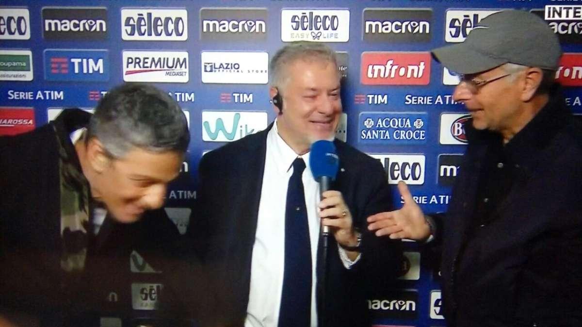 Tutto l'umorismo di Fiorello e Bonolis nella mixed zone dell'Olimpico