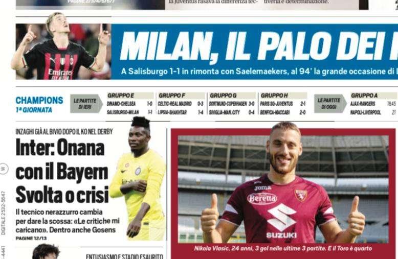 Prima TS - Onana con il Bayern, dentro anche Gosens: svolta o crisi