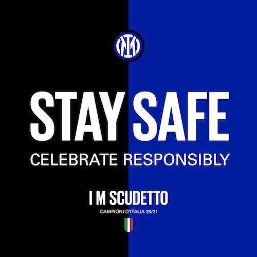 Inter-Samp, il messaggio del club ai tifosi: "Salute di primaria importanza, festeggiate responsabilmente lo scudetto"