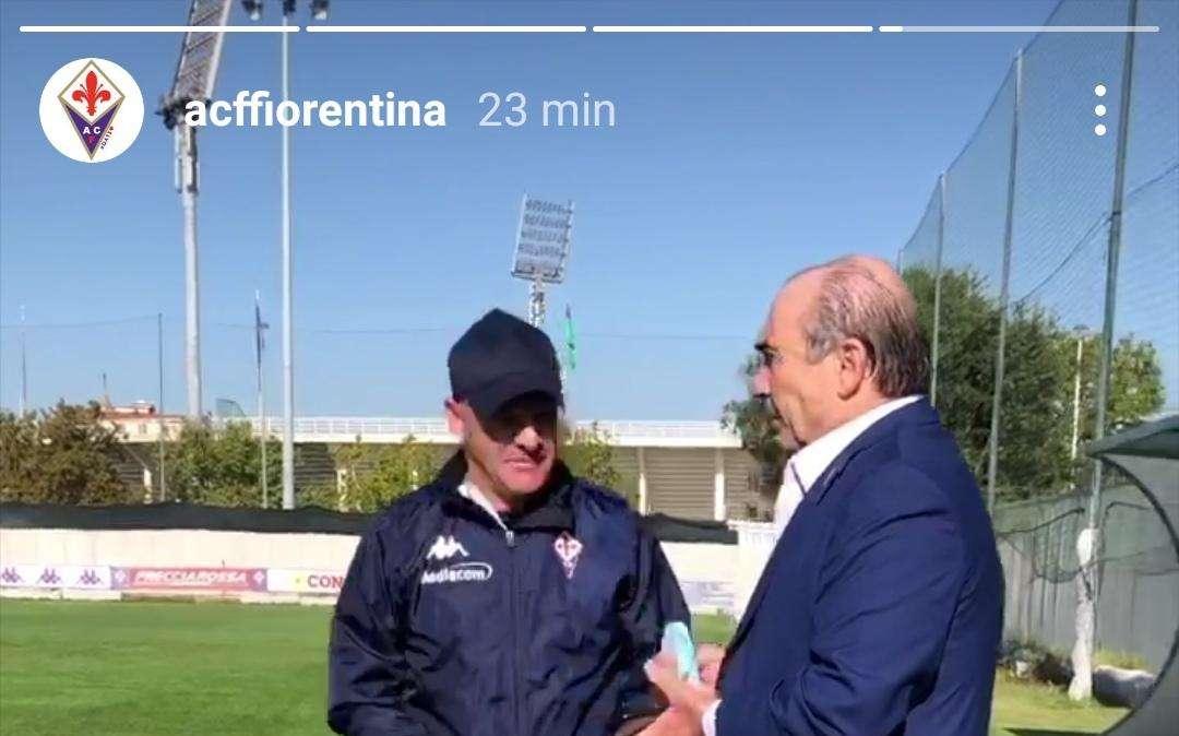 FOTO, Commisso alla seduta viola parla con Iachini