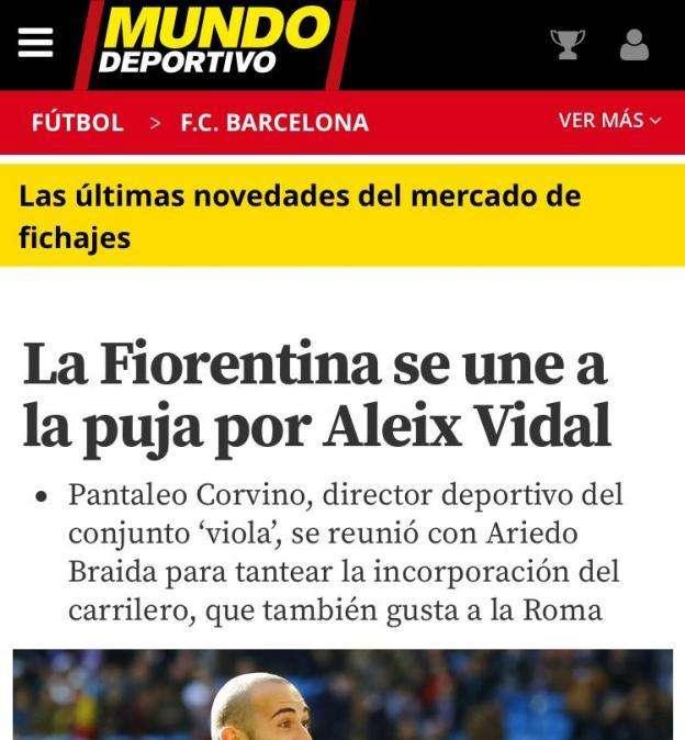 MUNDO DEP., Offerta viola di 12 milioni per Vidal