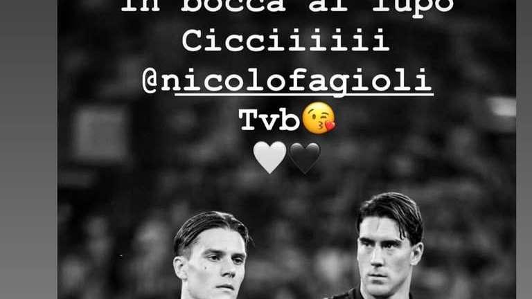 Il saluto di Vlahovic a Fagioli: "In bocca al lupo, ti voglio bene"