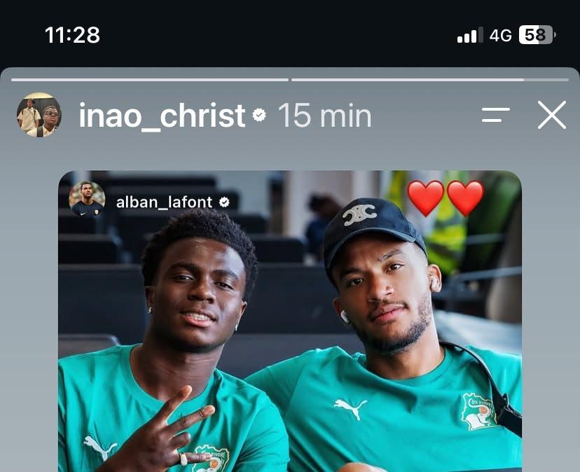L'ex viola Lafont posta una foto con Oulai in Nazionale