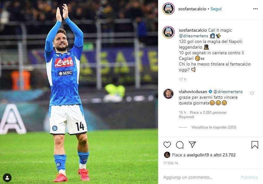 VLAHOVIC, Grazie Mertens! Ho vinto al fantacalcio