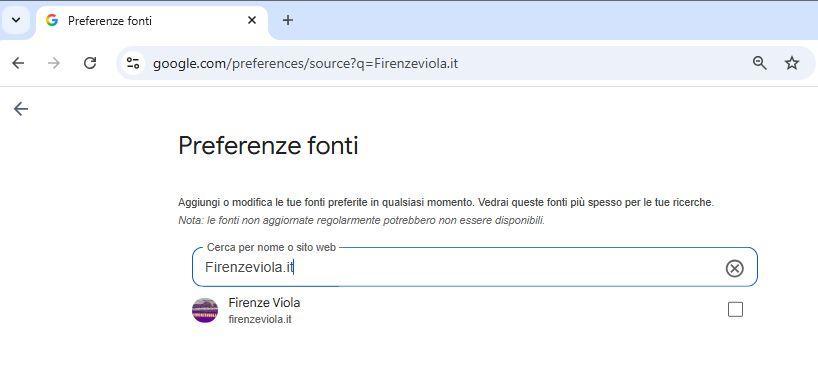 Google "fonti preferite": aggiungi FirenzeViola e personalizza le tue notizie!