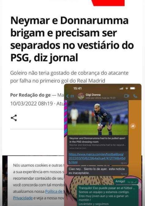 NEYMAR, Smentisce lite con Donnarumma: la chat