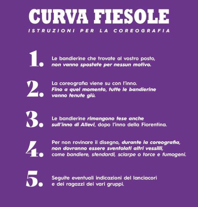 FIORENTINA-JUVENTUS, Istruzioni per coreografia
