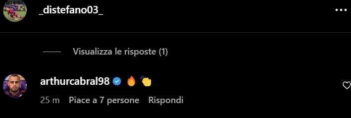 DISTEFANO, Esulta sui social e Cabral lo applaude