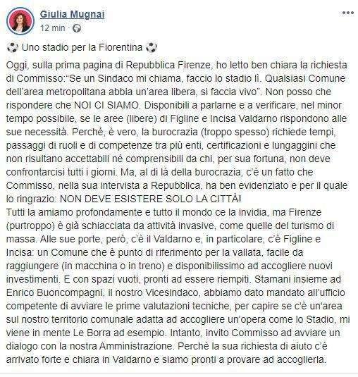 SIND. FIGLINE, Stadio, noi ci siamo: idea Le Borra
