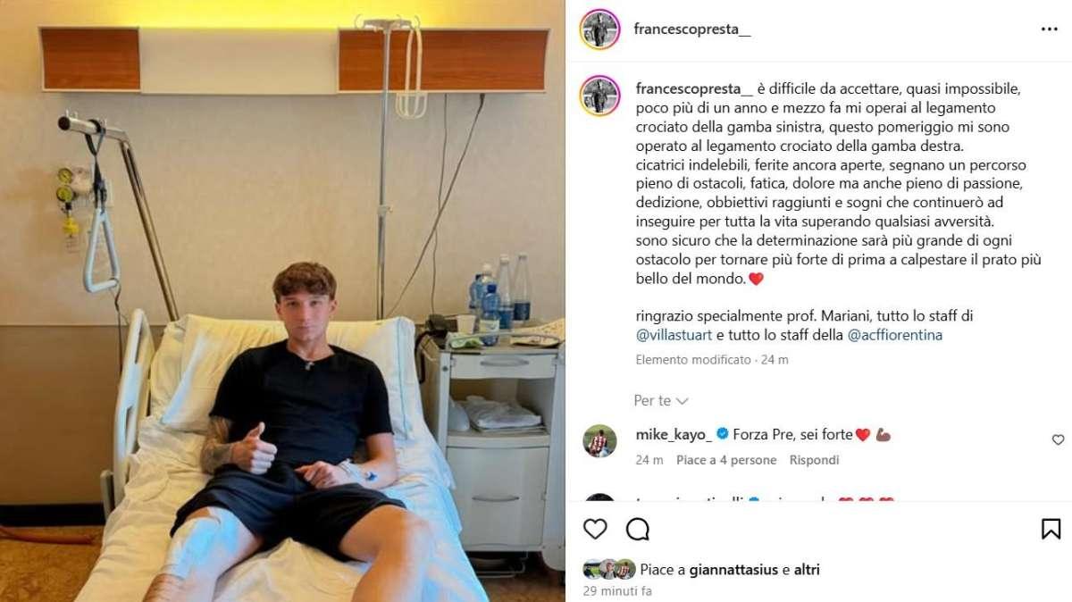 Tegola per la Fiorentina Primavera, operazione al ginocchio per l'attaccante Presta