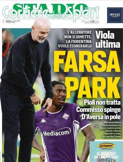 La prima pagina del Corriere dello Sport titola: "Farsa Park"