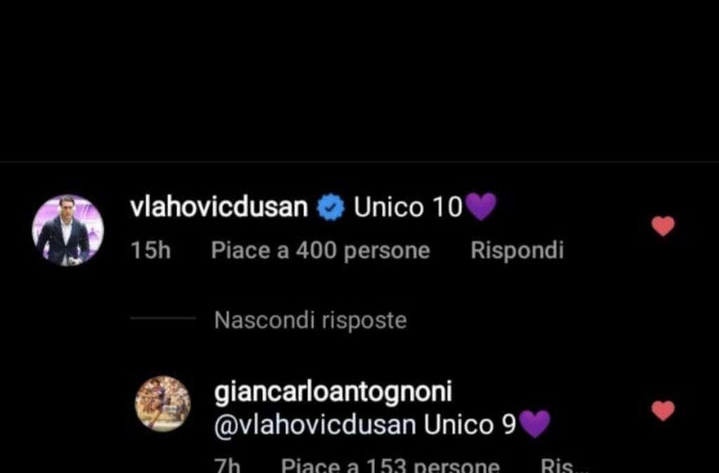 VLAHOVIC-ANTOGNONI, Scambio d'affetto via social