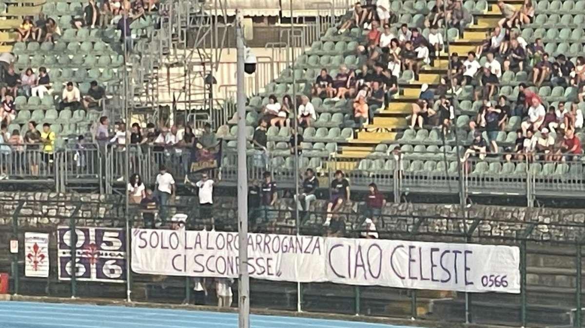 Grosseto-Fiorentina, allo Zecchini esposto uno striscione in ricordo di Celeste Pin