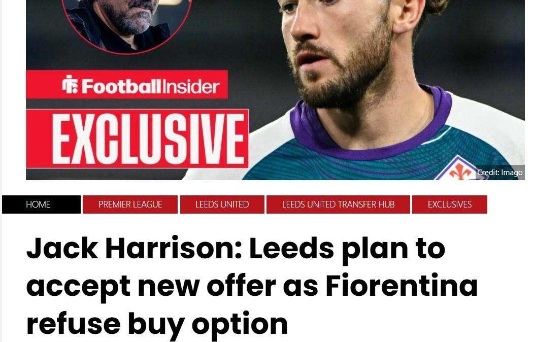 Dall'Inghilterra: il Leeds è già pronto a cedere Harrison in estate
