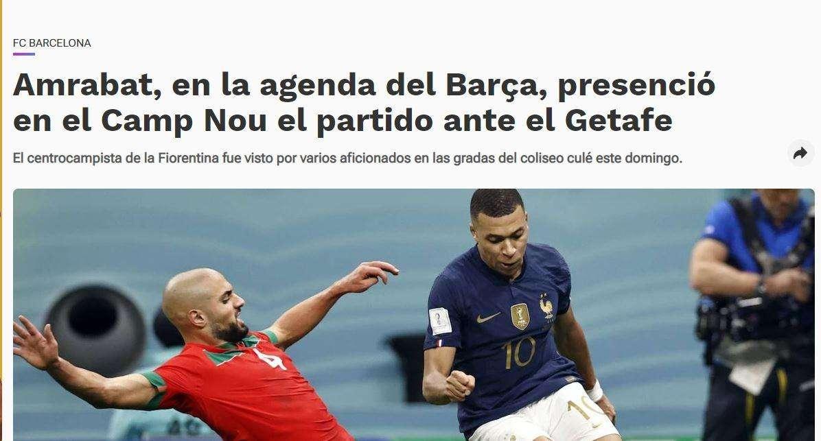 DALLA SPAGNA, Amrabat ieri presente al Camp Nou 