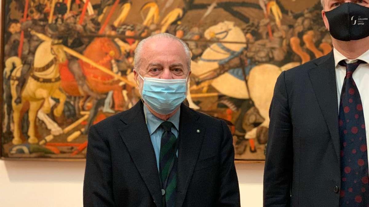 FOTO, De Laurentiis e Corsi stamani agli Uffizi