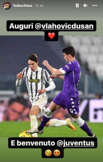 CHIESA, Auguri e benvenuto a Vlahovic sui social