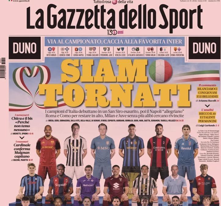 Rassegna stampa, ecco le prime pagine dei quotidiani sportivi