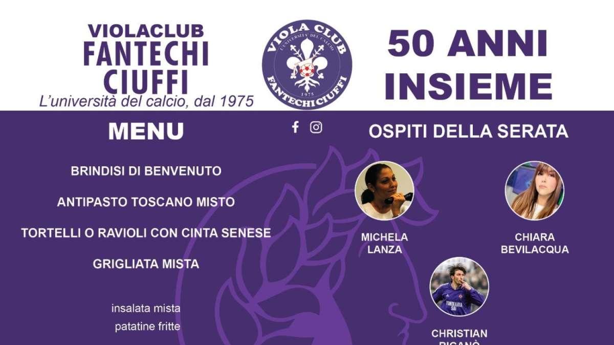 Il Viola Club Fantechi Ciuffi festeggia i suoi 50 anni: all'evento presenti due ex viola