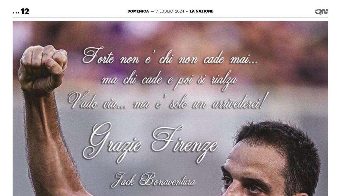 JACK, Pagina su La Nazione per salutare Firenze
