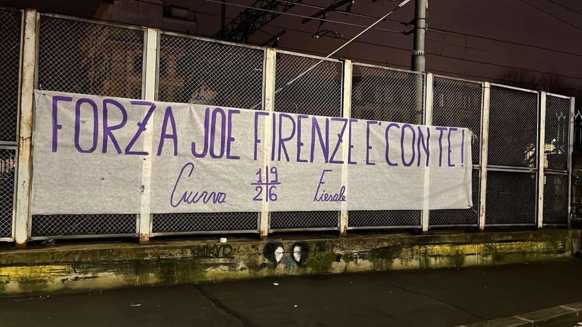 FOTO FV, Striscione della Curva Fiesole per Barone