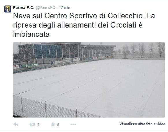 FOTO, Per il Parma palestra e corsa... sotto la neve