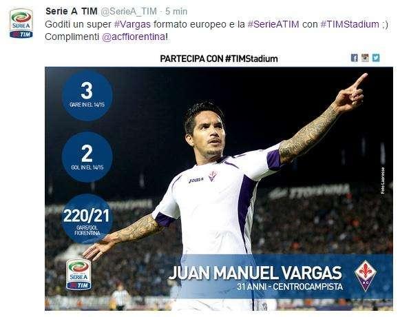 VARGAS, Anche la Serie A celebra il peruviano
