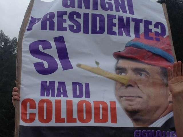 MOENA, Primo striscione contro Cognigni