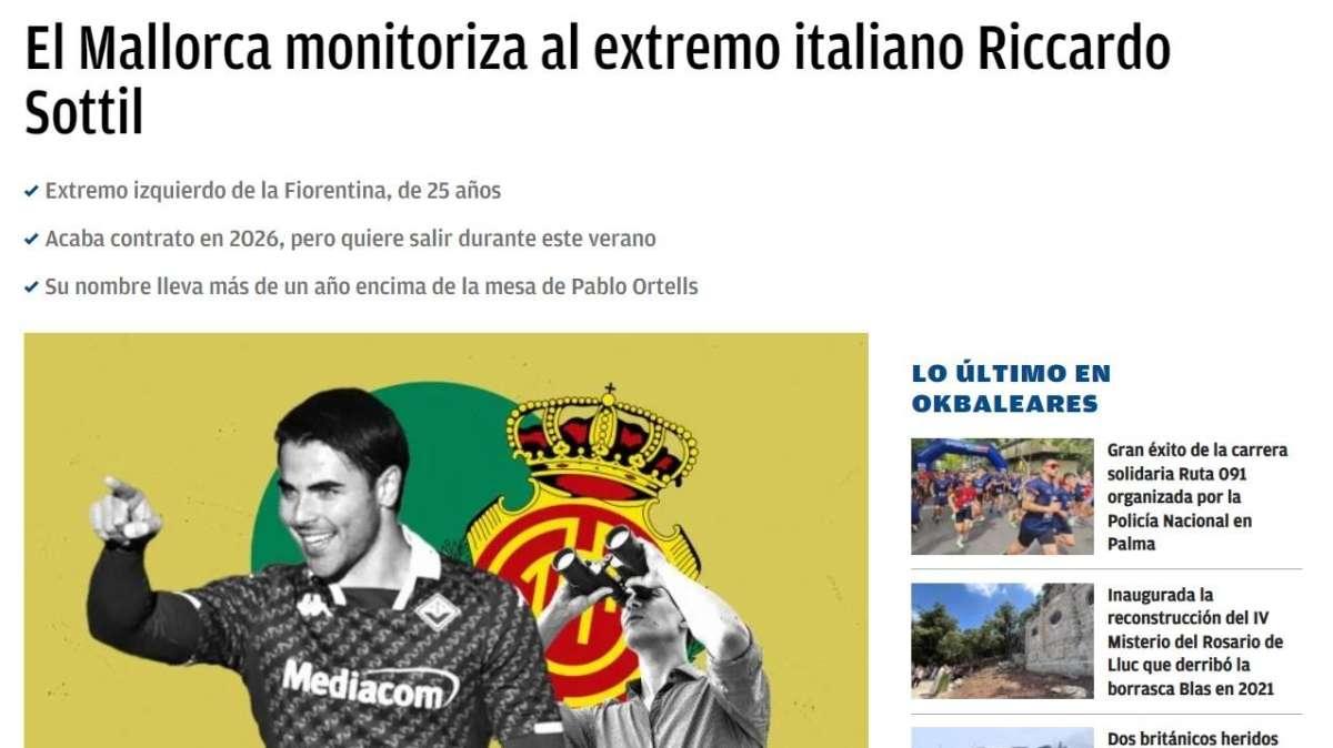 OK BALEARES, Il Maiorca monitora Sottil da un anno