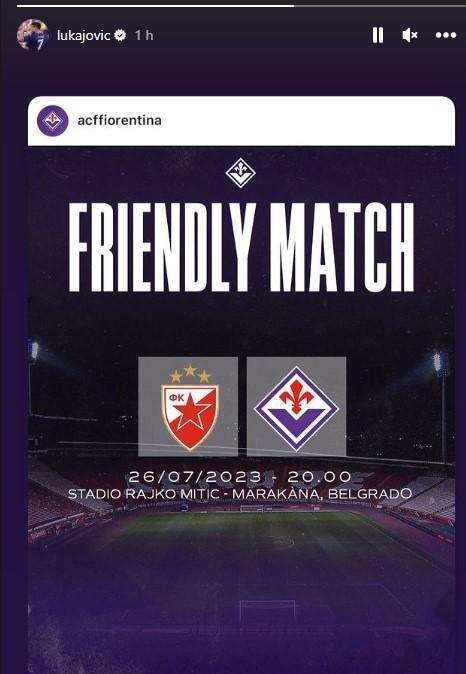 JOVIC, Sui social festeggia l'amichevole con la Stella Rossa