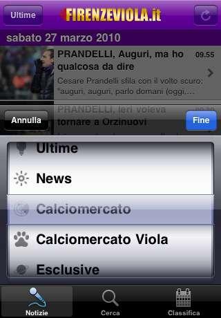 Le news viola 24 su 24 su Iphone? C'e' una App!!!