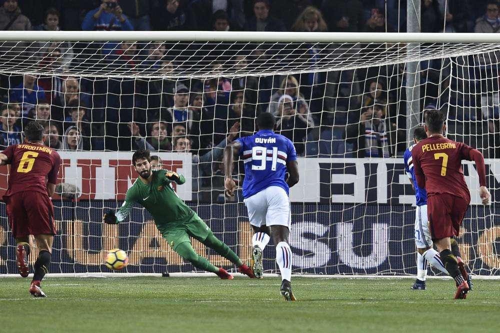 SAMP-ROMA, Dzeko risponde a Quagliarella: è 1-1