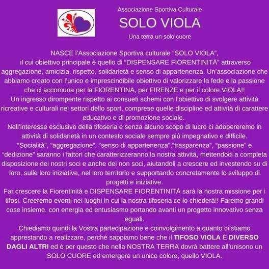 SOLO VIOLA, Nasce la nuova associazione