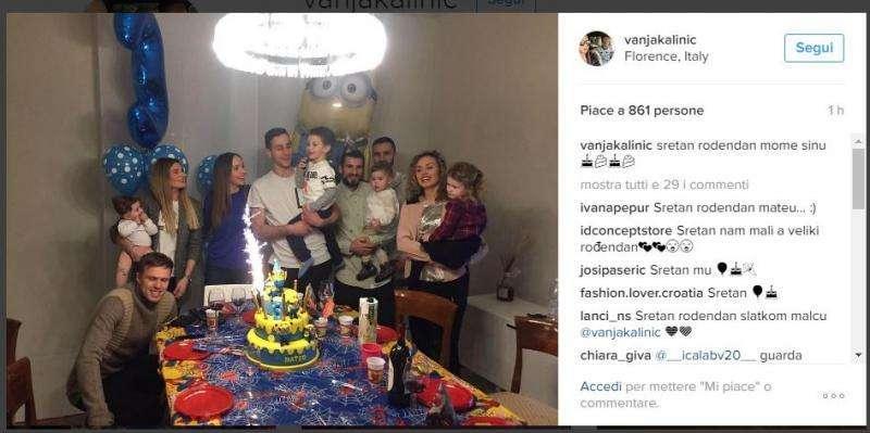 FOTO, Cena viola per festeggiare baby Kalinic