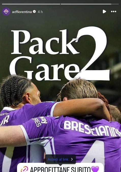 La Fiorentina lancia il "Pack 2 gare": i biglietti sia per il Parma che per l'Inter